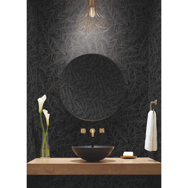 York Wallcoverings Rainforest Canopy Black Wallpaper - TC2712