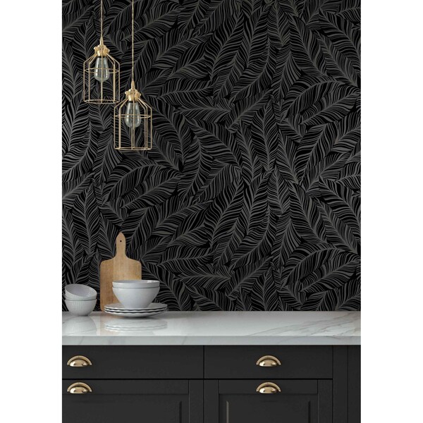 York Wallcoverings Rainforest Canopy Black Wallpaper - TC2712