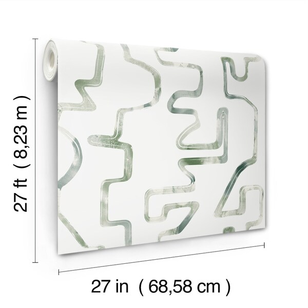 York Wallcoverings Abstract Aura Green and Grey Wallpaper - AG2051