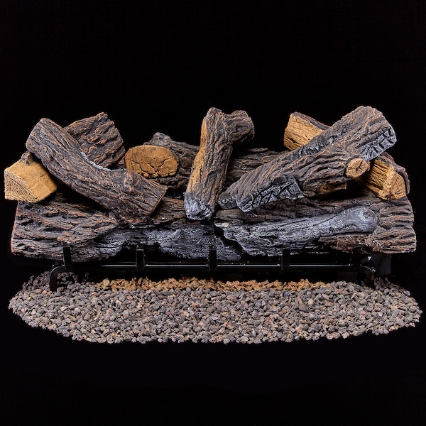 Duluth Forge Ventless Dual Fuel Gas Log Set - 30 In. Berkshire Stacked Oak, 33,000 - DLS-30R-2