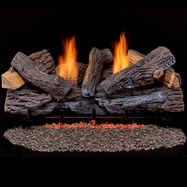 Duluth Forge Ventless Dual Fuel Gas Log Set - 30 In. Berkshire Stacked Oak, 33,000 - DLS-30R-2