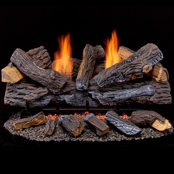 Duluth Forge Ventless Dual Fuel Gas Log Set - 30 In. Berkshire Stacked Oak, 33,000 - DLS-30R-2