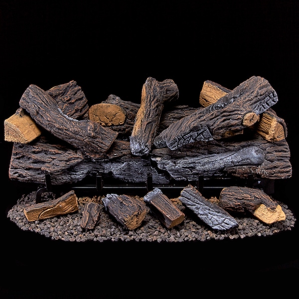 Duluth Forge Ventless Dual Fuel Gas Log Set - 30 In. Berkshire Stacked Oak, 33,000 - DLS-30R-2