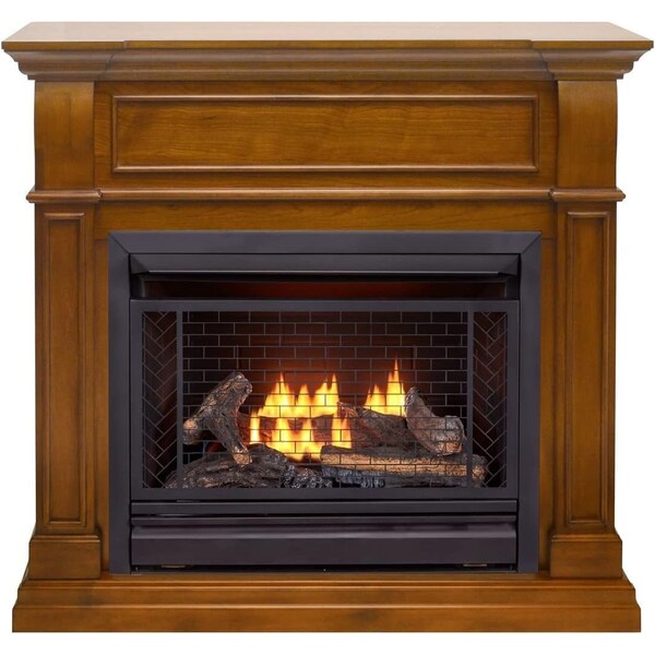 Bluegrass Living Vent Free Natural Gas Fireplace System, 26,000 BTU, Remote Control, Apple Spice Finish - B300RTN-4-AS