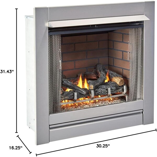 Duluth Forge Outdoor Fireplace Insert With Concrete Log Set and Sandstone Brick Fiber Liner - DF450SS-L-S