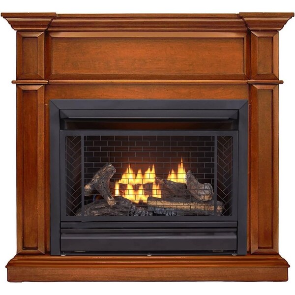 Bluegrass Living Vent Free Natural Gas Fireplace System, 26,000 BTU, Remote Control, Apple Spice Finish - B300RTN-3-AS