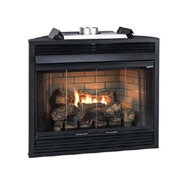 Mobiliario Millivolt Natural Gas Louvered Keystone Deluxe B-Vent Gas Fireplace with Log Set - MO2926653