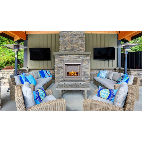 Duluth Forge Ventless Stainless Outdoor Gas Fireplace Insert With Reflective - DF450SS-G-RCO