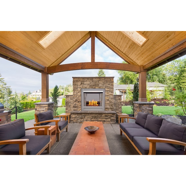 Duluth Forge Ventless Stainless Outdoor Gas Fireplace Insert With Reflective - DF450SS-G-RCO