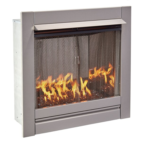 Duluth Forge Ventless Stainless Outdoor Gas Fireplace Insert With Reflective - DF450SS-G-RCO
