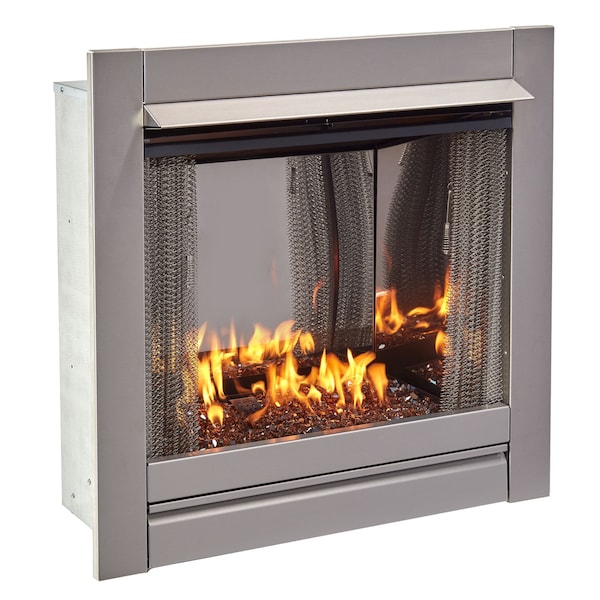 Duluth Forge Ventless Stainless Outdoor Gas Fireplace Insert With Reflective - DF450SS-G-RCO