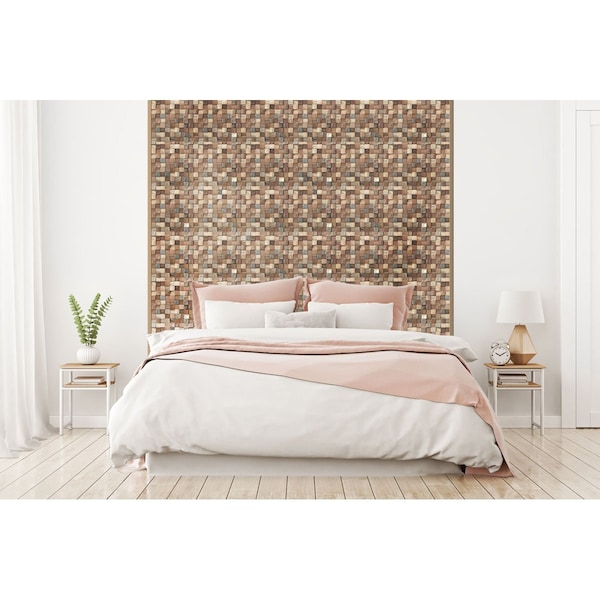 Ekena Millwork Ancient Boat Wood Mosaic Wall Tile, Natural Finish, 11 7/8"W x 11 7/8"H x 1/2"P - WPW12X12ACMENA
