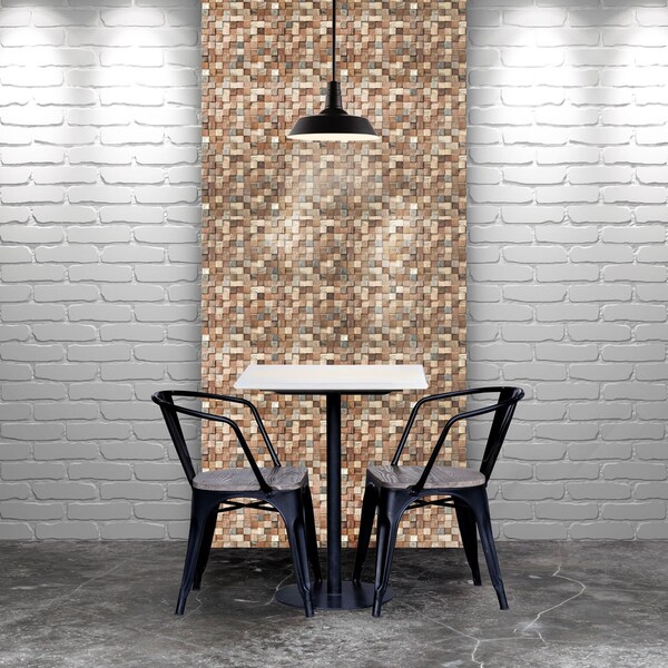 Ekena Millwork Ancient Boat Wood Mosaic Wall Tile, Natural Finish, 11 7/8"W x 11 7/8"H x 1/2"P - WPW12X12ACMENA