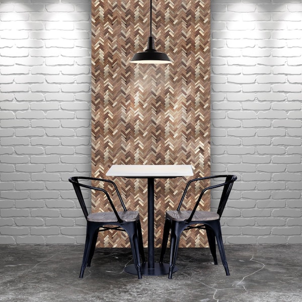 Ekena Millwork Herringbone Boat Wood Mosaic Wall Tile, Natural Finish, 11 7/8"W x 11 7/8"H x 1/2"P - WPW12X12HEMENA