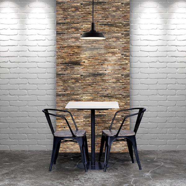 Ekena Millwork Stacked Boat Wood Mosaic Wall Tile, Natural Finish, 23 3/4"W x 11 7/8"H x 3/4"P - WPW24X12STMENA