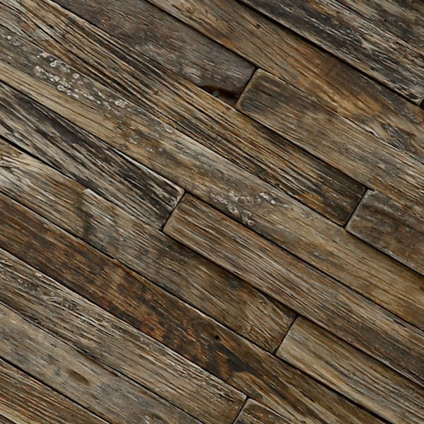 Ekena Millwork Stacked Boat Wood Mosaic Wall Tile, Natural Finish, 23 3/4"W x 11 7/8"H x 3/4"P - WPW24X12STMENA