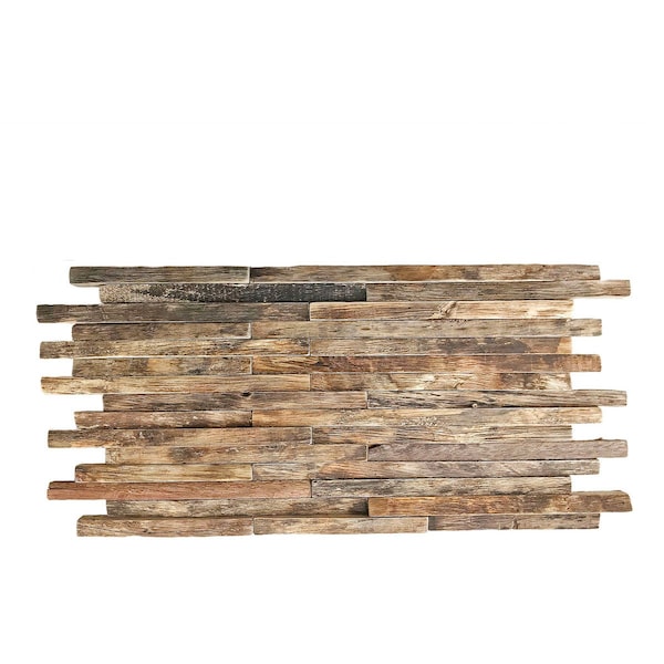 Ekena Millwork Stacked Boat Wood Mosaic Wall Tile, Natural Finish, 23 3/4"W x 11 7/8"H x 3/4"P - WPW24X12STMENA