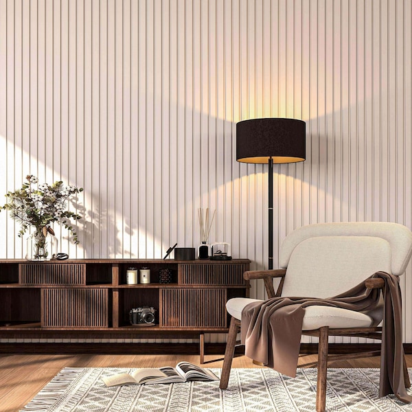 Ejoy Acoustic Slat Wood Wall Panels, 94 in x 12.6 in x 0.8 inch, 2PK - ACPSCW10_DOUBLEWHITE