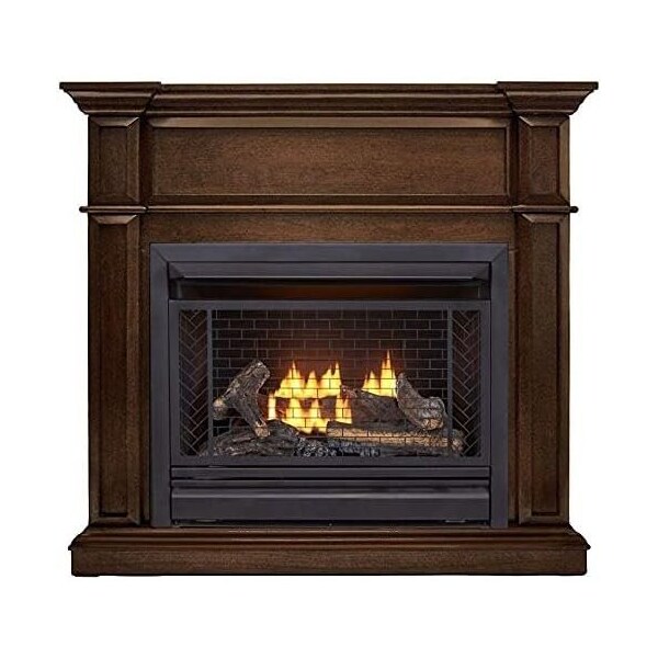 Bluegrass Living Vent Free Natural Gas Fireplace System, 26,000 BTU, Remote Control, Gingerbread Finish - B300RTN-3-G