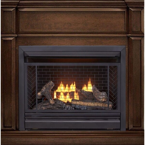 Bluegrass Living Vent Free Natural Gas Fireplace System, 26,000 BTU, Remote Control, Gingerbread Finish - B300RTN-3-G