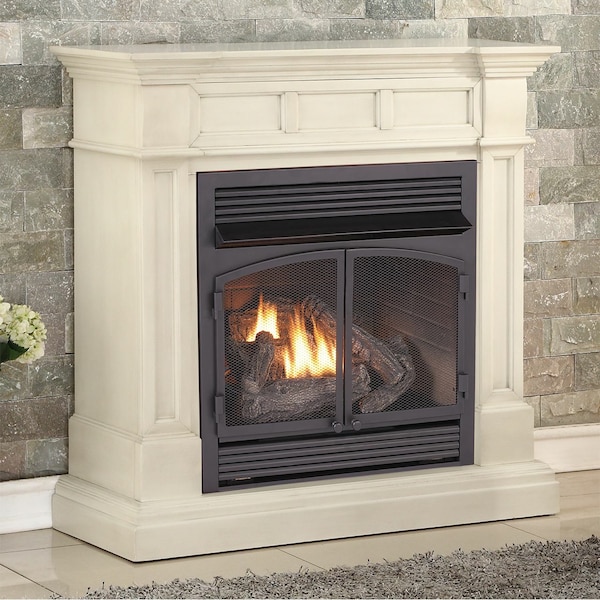 Duluth Forge Dual Fuel Ventless Gas Fireplace With Mantel - 32,000 Btu, T-Stat - DFS-400T-2AW