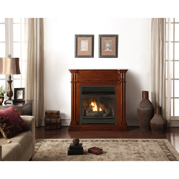 Duluth Forge Dual Fuel Ventless Gas Fireplace With Mantel - 32,000 Btu, T-Stat - DFS-400T-1AT