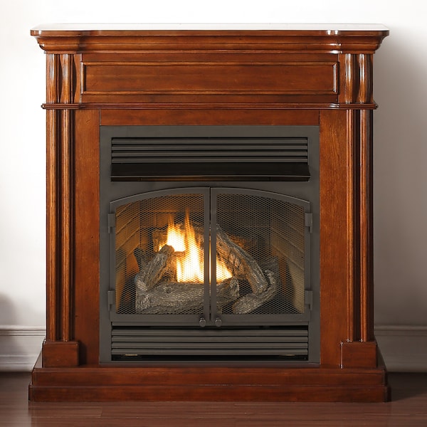 Duluth Forge Dual Fuel Ventless Gas Fireplace With Mantel - 32,000 Btu, T-Stat - DFS-400T-1AT