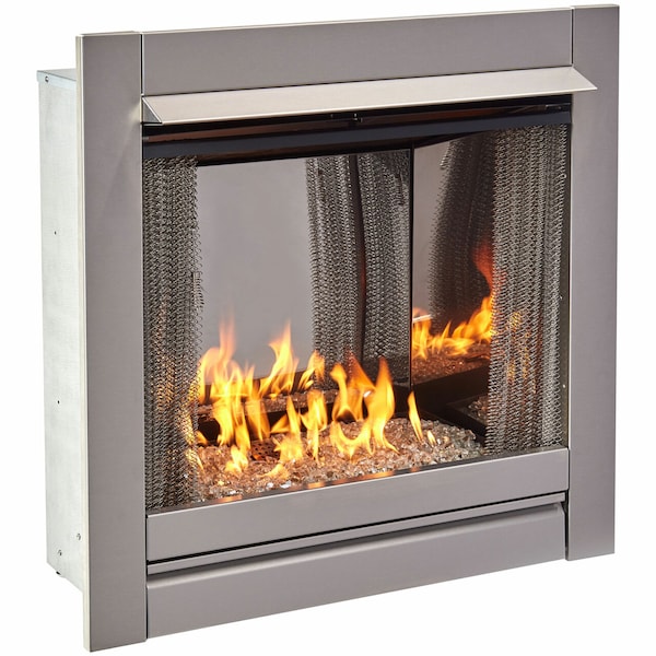 Duluth Forge Ventless Stainless Outdoor Gas Fireplace Insert With Reflective Crys - DF450SS-G
