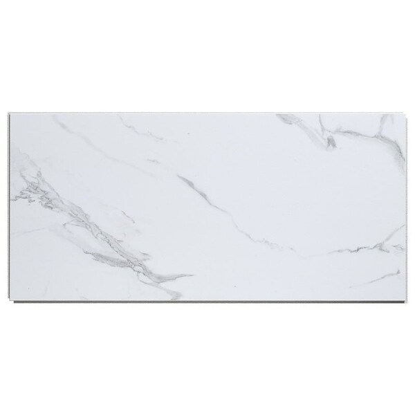 Acp Palisade Small Wall Tile, 23.2 in L, 11.1 in W, Interlocking Edge, Vinyl, Carrara Marble, Adhesive Instal - 53510