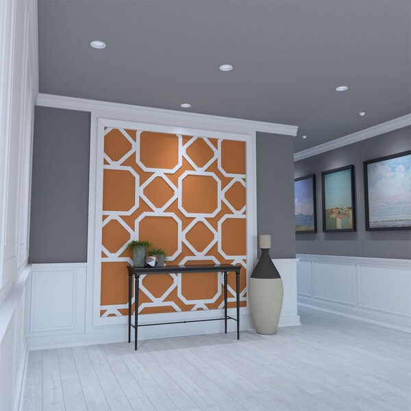 Ekena Millwork Large Lockhart Decorative Fretwork Wall Panels in Architectural PVC, 39 7/8"W x 23 3/8"H x 3/8"T - WALP24X24LKH