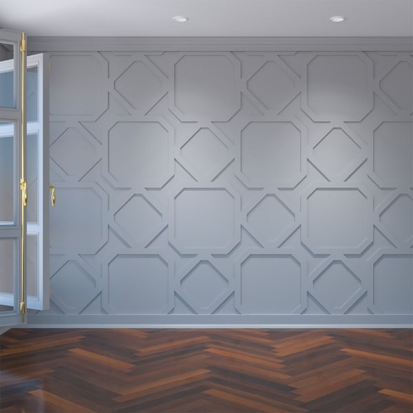 Ekena Millwork Large Lockhart Decorative Fretwork Wall Panels in Architectural PVC, 39 7/8"W x 23 3/8"H x 3/8"T - WALP24X24LKH
