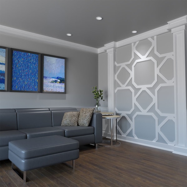 Ekena Millwork Large Lockhart Decorative Fretwork Wall Panels in Architectural PVC, 39 7/8"W x 23 3/8"H x 3/8"T - WALP24X24LKH