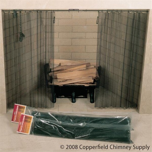 Integra Miltex Masewa Metal Net Co.  Ltd  48 Inch  x 26 Inch  Hanging Fireplace Spark Screen  Rod Not Included - 61084