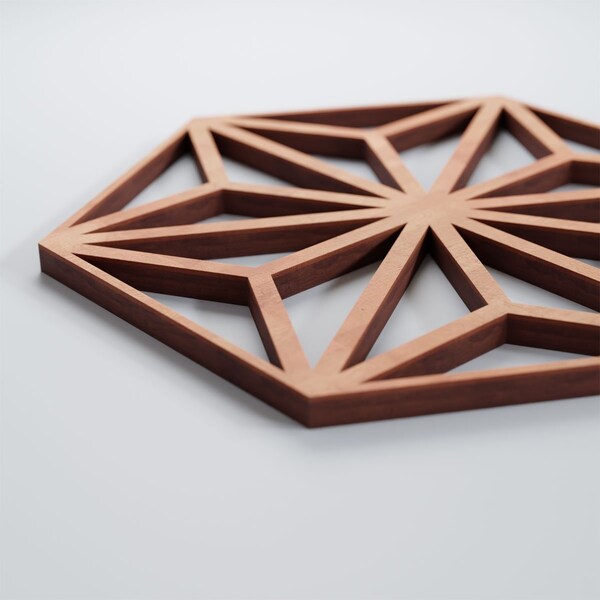 Ekena Millwork Extra Small Hampton Decorative Fretwork Wood Wall Panels, Cherry, 7 3/8"W x 8 1/2"H x 3/8"T - WALW08X08X0375HMPCH
