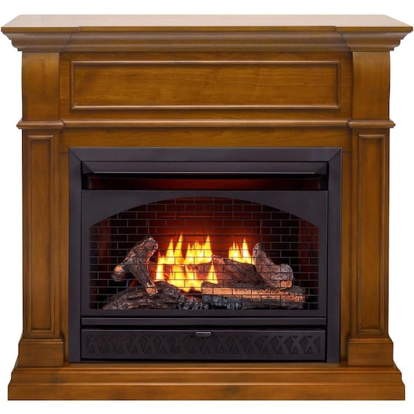 Procom Heating Dual Fuel Ventless Gas Fireplace, 26,000 BTU, T-Stat Control, Apple Spice Finish - FBNSD28T-J-AS