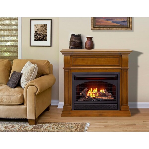 Procom Heating Dual Fuel Ventless Gas Fireplace, 26,000 BTU, T-Stat Control, Apple Spice Finish - FBNSD28T-J-AS