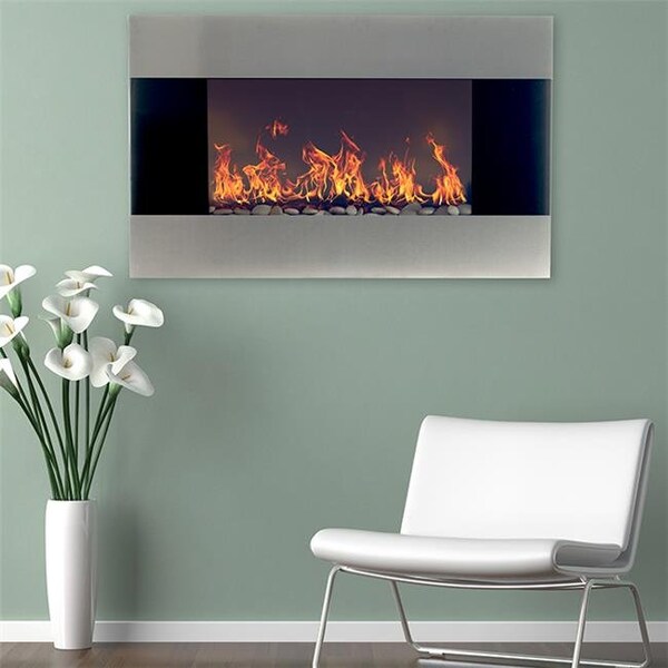 Northwest Northwest 80-EF421S 36 in. Stainless Steel Electric Fireplace with Wall Mount & Remote - 80-EF421S