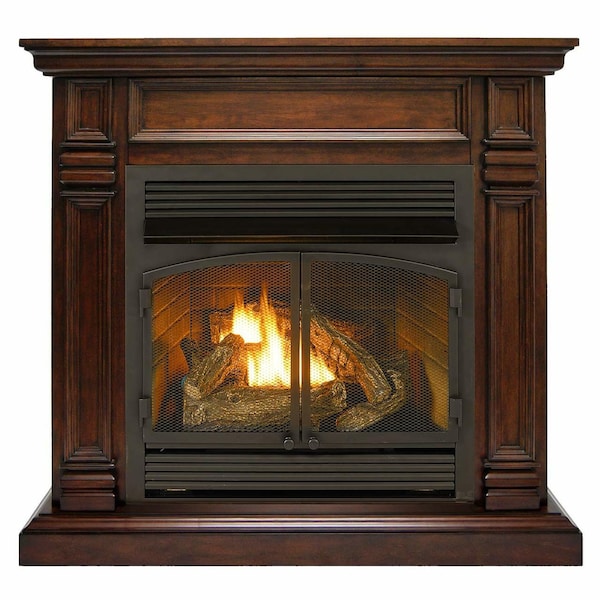 Duluth Forge Dual Fuel Ventless Gas Fireplace With Mantel- 32,000 Btu, T-Stat - DFS-400T-2W