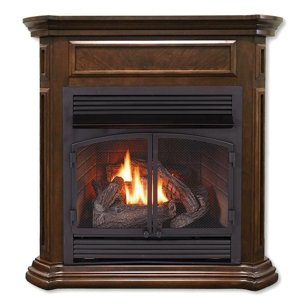 Duluth Forge Dual Fuel Ventless Gas Fireplace With Mantel - 32,000 Btu, T-Stat Co - DFS-400T-4NG