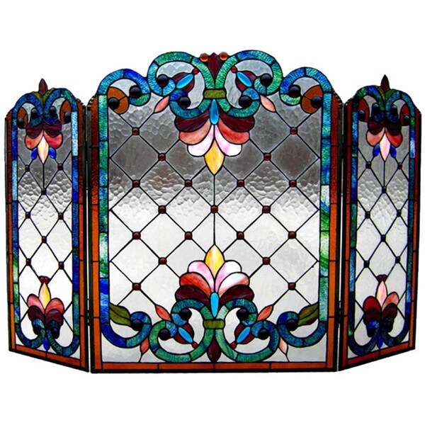 Chloe Lighting 44 In. Lighting Tiffany Glass Folding Victorian Fireplace Screen, 3Pk - CH1F912BV44-GFS