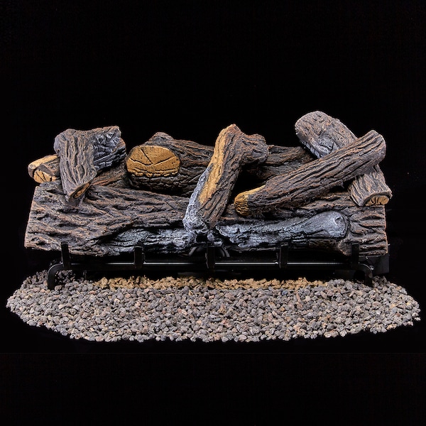 Duluth Forge Ventless Dual Fuel Gas Log Set - 24 In. Berkshire Stacked Oak, 33,000 - DLS-24R-2