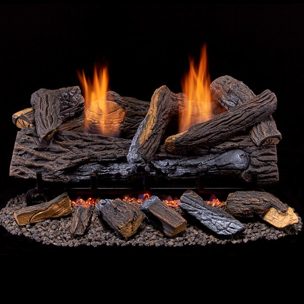 Duluth Forge Ventless Dual Fuel Gas Log Set - 24 In. Berkshire Stacked Oak, 33,000 - DLS-24R-2