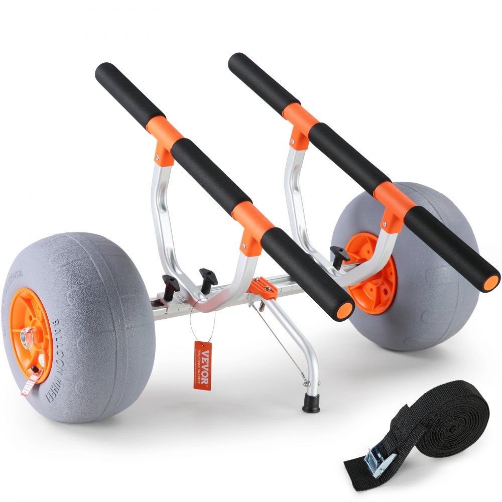 VEVOR Heavy Duty Kayak Cart, Foldable Canoe Trolley Cart with 12'' Tires, Adjustable Width 6.69"-17.32",350 Lb Weight Capacity Kayak Trolley for Kayaks Canoes Paddleboards Float Mats Jon Boats - S330LBS13INCH0AXFV0