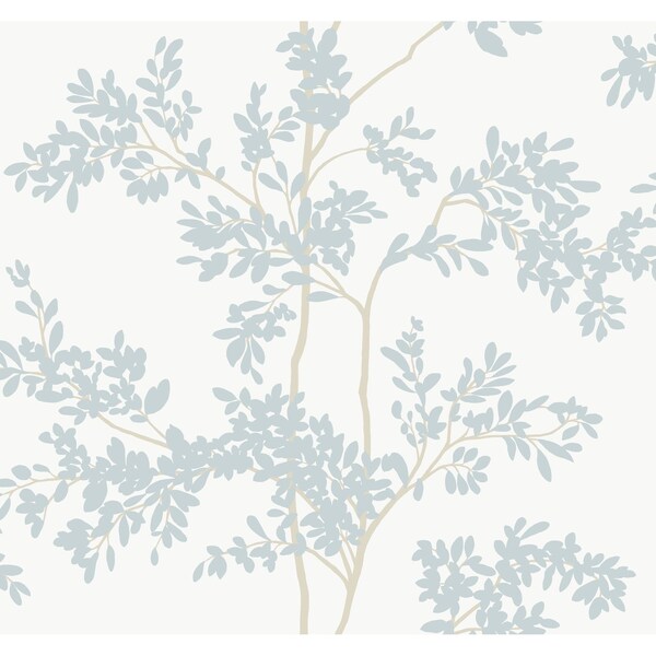 York Wallcoverings Lunaria Silhouette White and Cloud Blue Wallpaper - BL1802