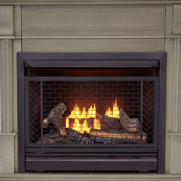 Bluegrass Living Vent Free Natural Gas Fireplace System, 26,000 BTU, Remote Control, Gray Finish - B300RTN-2-GR