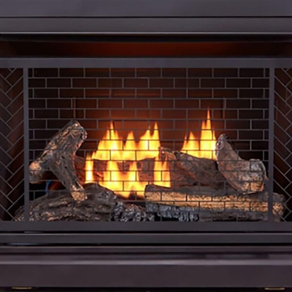 Bluegrass Living Vent Free Natural Gas Fireplace System, 26,000 BTU, Remote Control, Gray Finish - B300RTN-2-GR