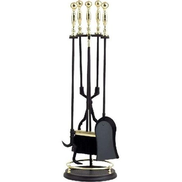 Dagan Dagan 3456 Fireplace Tool Set; Polished Brass & Black - 5 Piece - 3456