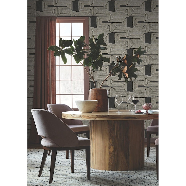 York Wallcoverings Zulu Thread Black and Gold Wallpaper Sample - AG2032SAM