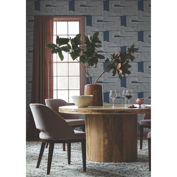 York Wallcoverings Zulu Thread Midnight and Silver Wallpaper - AG2033