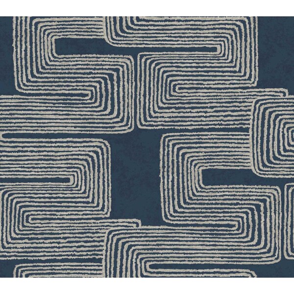 York Wallcoverings Zulu Thread Midnight and Silver Wallpaper - AG2033